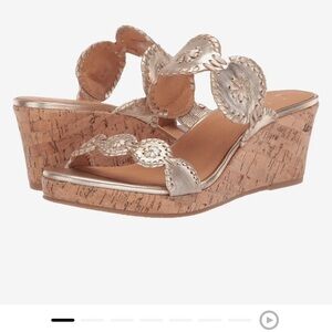 New Jack Rogers Lauren Mid Wedge Platinum size 8